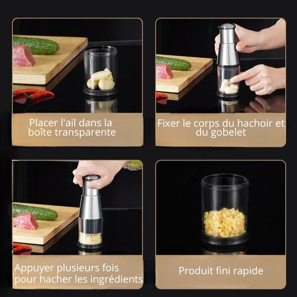 PistonFood Slicer ™ | PRESSE-AIL BROYEUR, HACHOIR À AIL POUR OUTILS DE CUISINE D'HÔTEL - Lauriault Cuisson